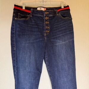 CAbi Dark Blue Jeans with Red and Yellow Accents